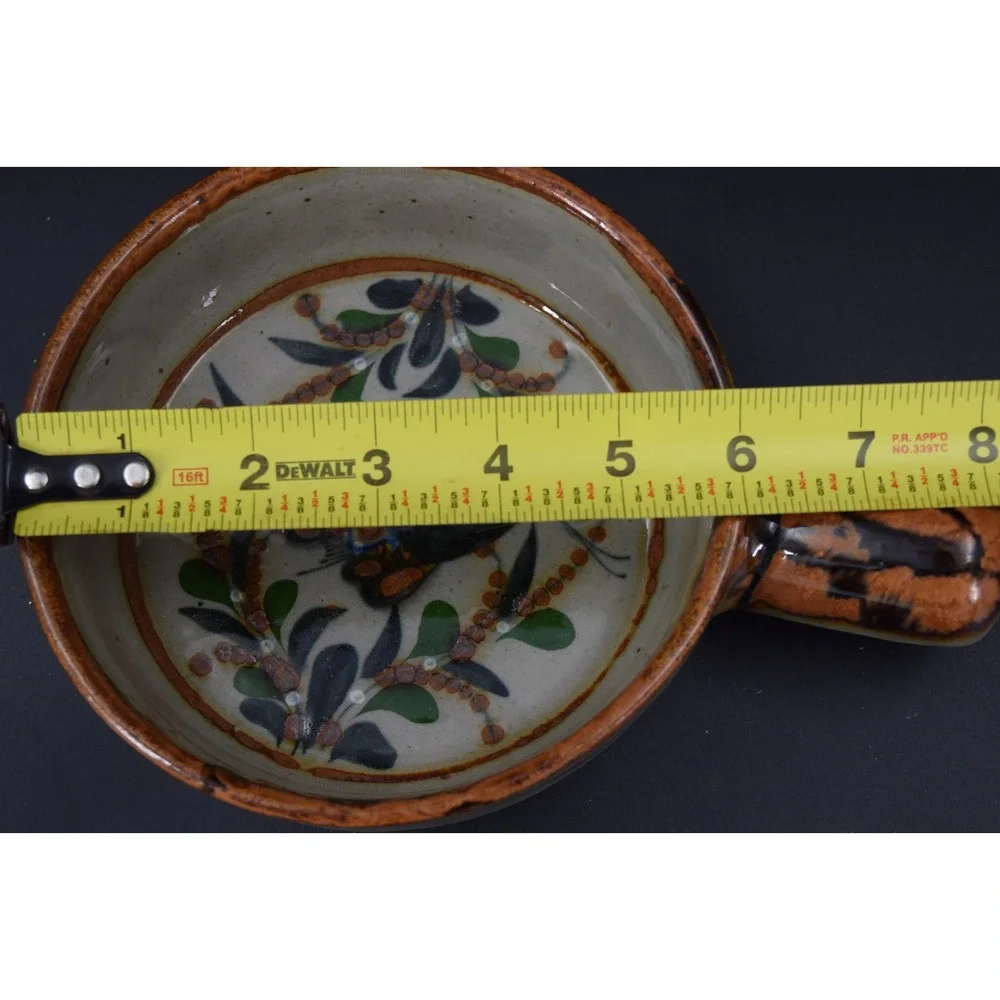 VTG Artisan Signed PA Fish Skillet Bowl Small Cream Brown Excellent Hand Painted